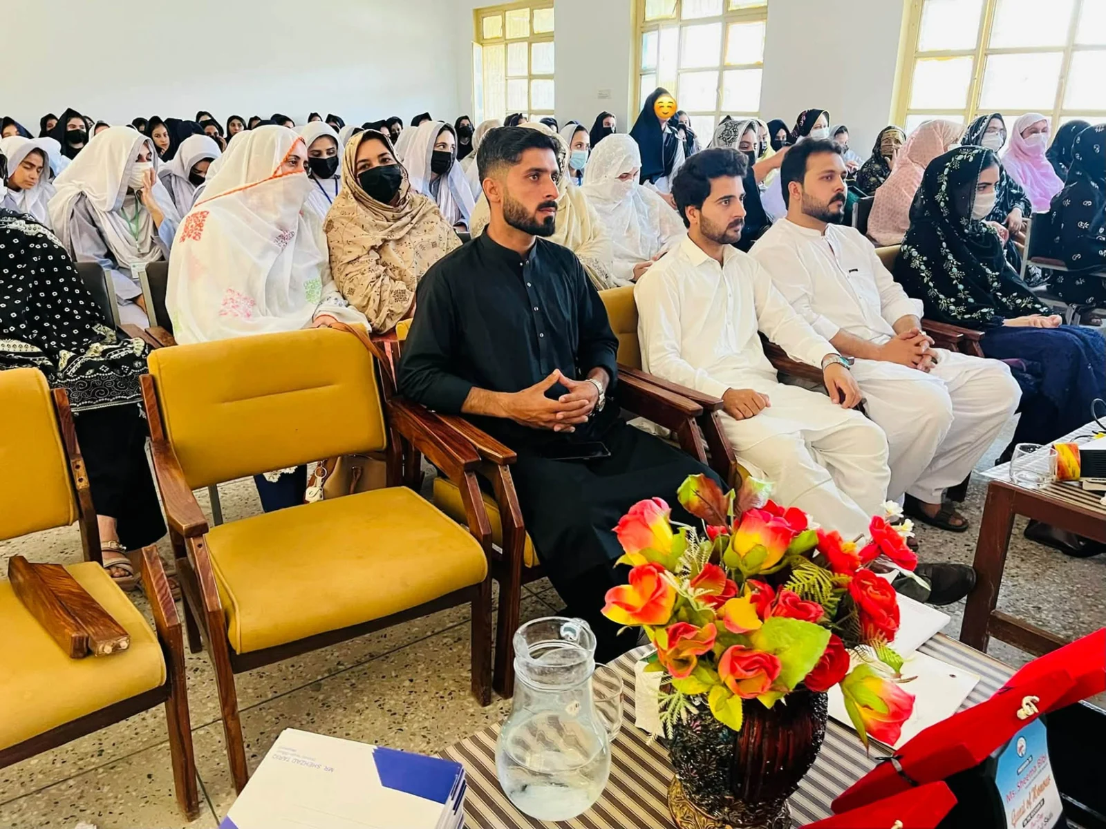 Seminar attendees seated in the classroom at Government Degree College Julagram.